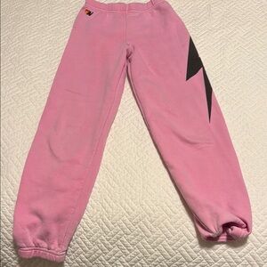Aviator Nation Pink Kids Bottoms with Black Bolt